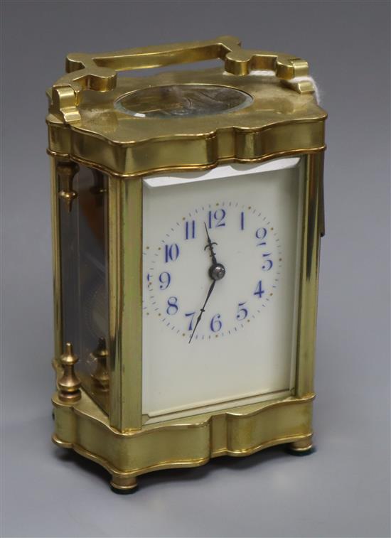 A gilt brass carriage clock